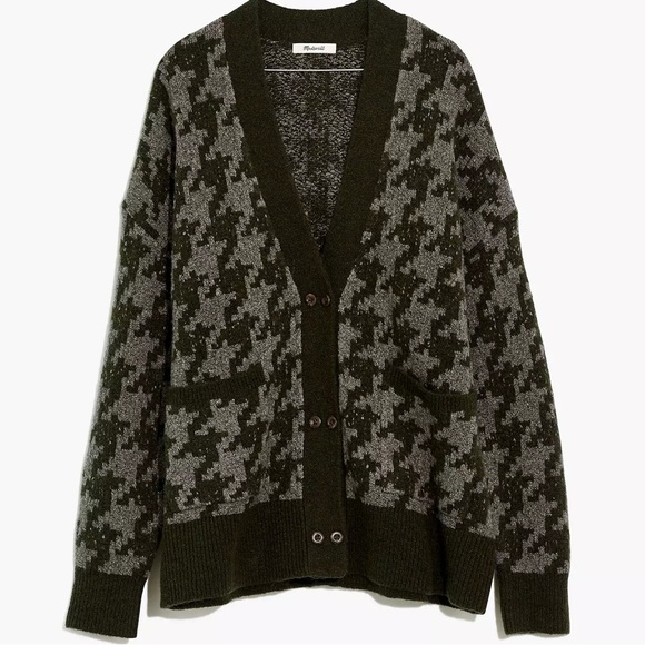 NWT Madewell Allston Double-Button Cardigan Sweater in Houndstooth - Picture 2 of 5
